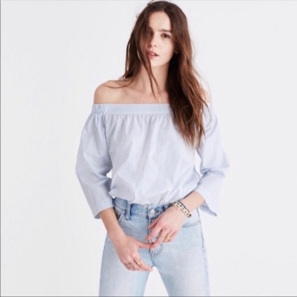 Madewell Tops - Madewell Clean Off The Shoulder Top in Stripe